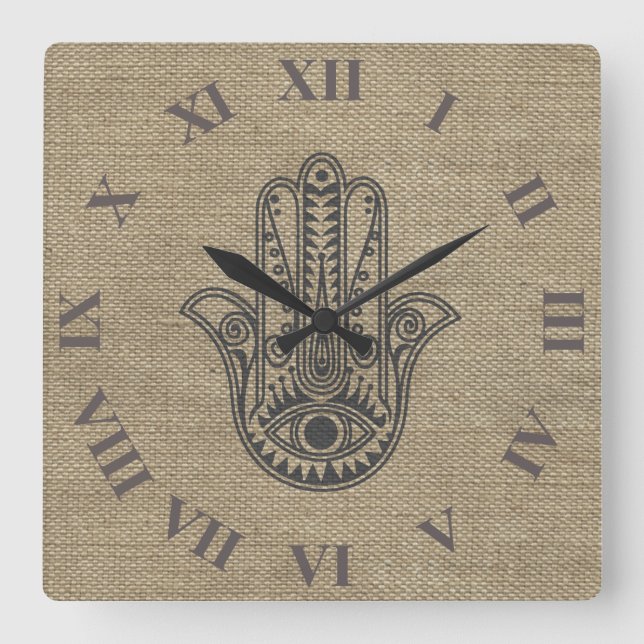 Horloge Carrée HAMSA Main de Fatima symbole amulet (Recto)