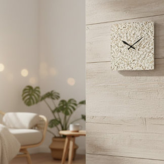 Horloge Carrée Hand Drawn Boho Leaf Pattern