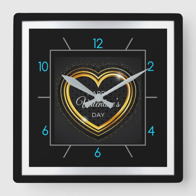 Horloge Carrée Happy Valentine's Day! (Recto)