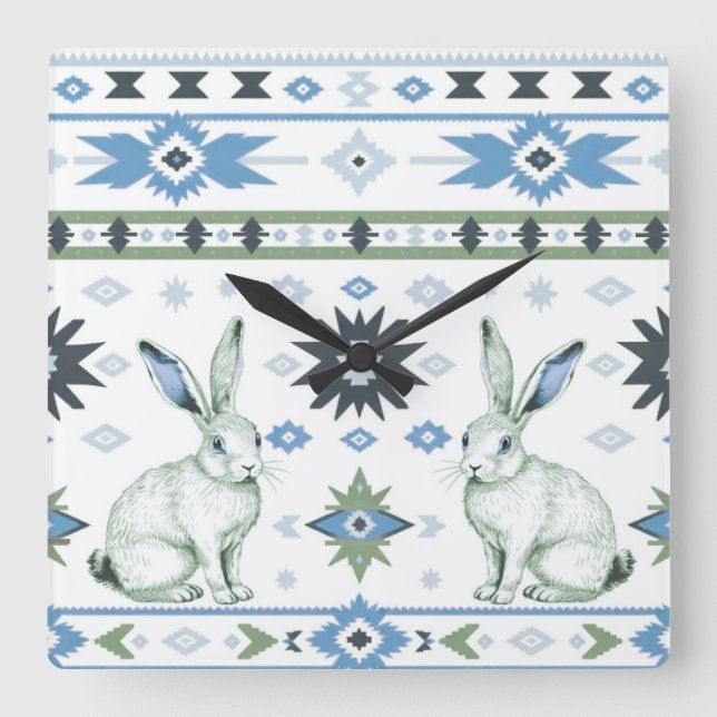 Horloge Carrée Hares du désert (Recto)