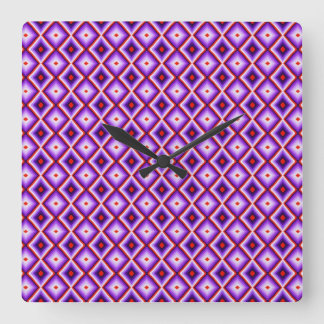 Horloge Carrée Harlequin Jester Clown Diamond Pattern