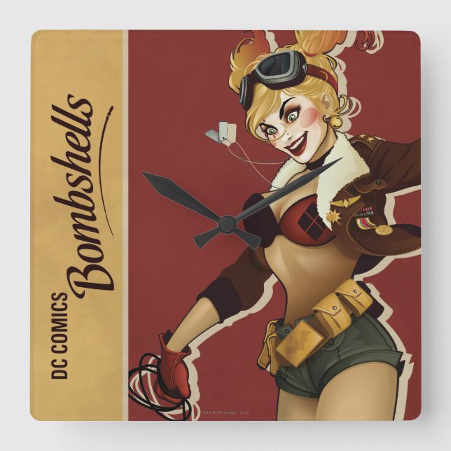 Horloge Carrée Harley Quinn Bombshells Pinup (Recto)