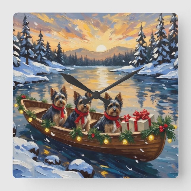 Horloge Carrée Havanese Christmas Boat Holiday (Recto)