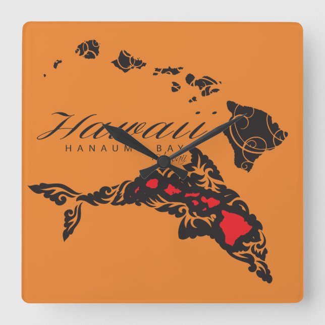 Horloge Carrée Hawaii Whale Aloha (Recto)
