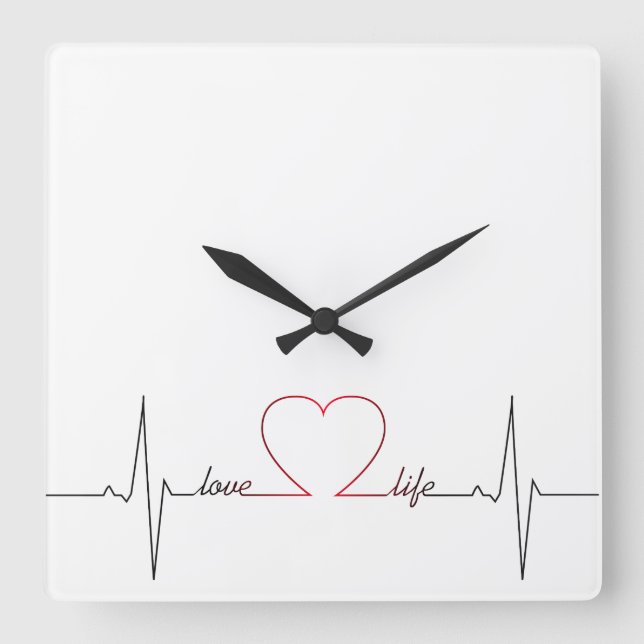 Horloge Carrée Heart beat with love life (Recto)