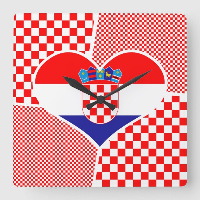 Horloge Carrée Heart Collage Croatian (Recto)