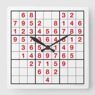 Horloge Carrée Heart Sudoku Clock with downloadable puzzle (Easy)
