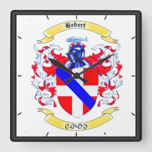 Horloge Carrée Hébert Family Crest Heirloom Clock