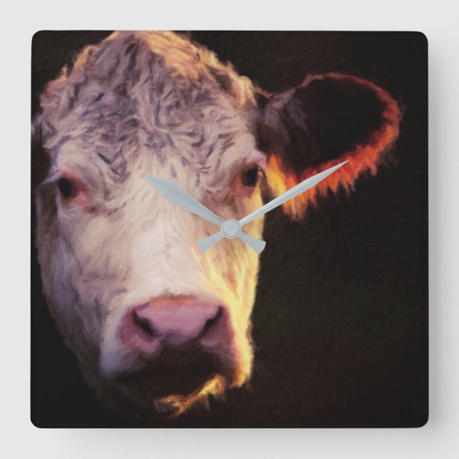 Horloge Carrée Hereford Cattle Wall Clock (Recto)