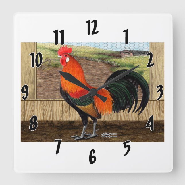 Horloge Carrée Héros de Chambre de poule (Recto)
