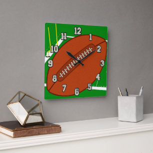 Horloge Carrée Heure du Football Graphiques Follement Drôles