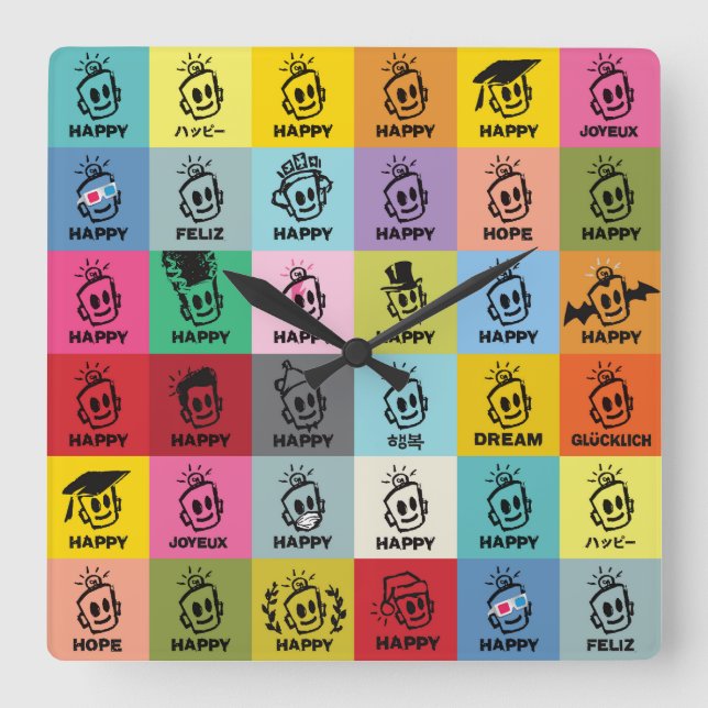 HORLOGE CARRÉE HEUREUX (Recto)