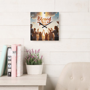 Horloge Carrée Heureux ceux qui croient