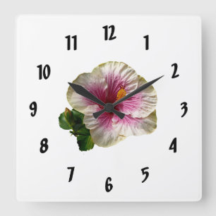 Horloge Carrée Hibiscus Candy Striper