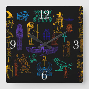 Horloge Carrée Hiéroglyphes et symboles de l'Egyptian