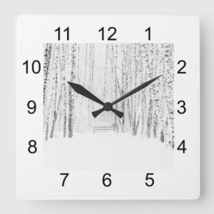 Horloge Carrée Histoire de Noël blanche
