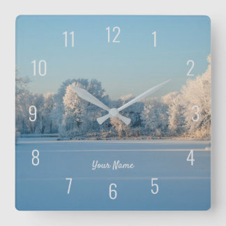 Horloge Carrée Hiver Neige Froid Lac Trees Paysage Panorama