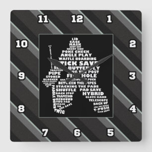 Horloge Carrée Hockey gardien de but Netminder Word Art