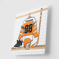 Hockey sur glace orange et blanc personnalisé