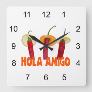 Horloge Carrée Hola amigo
