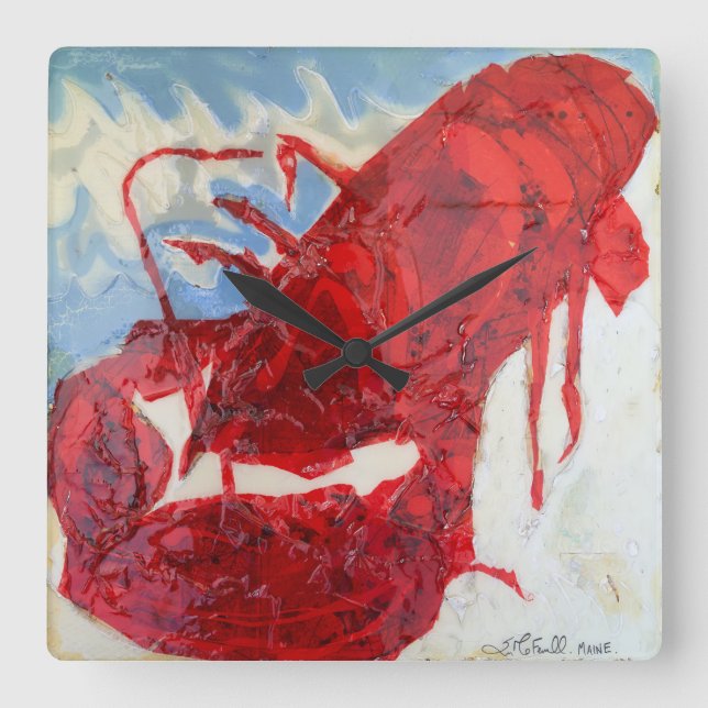Horloge Carrée Homard brillant du Maine (Recto)