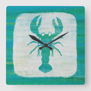 Horloge Carrée Homard côtier d'Aqua de l'art  