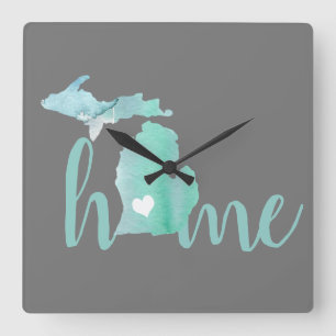 Horloge Carrée Home State Is Michigan Silhouette