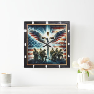 Horloge Carrée Hommage militaire de la Croix patriotique