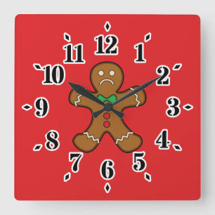 Horloge Carrée Homme de pain d'épice triste