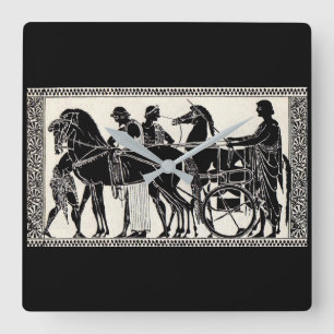 Horloge Carrée homme et cheval romains
