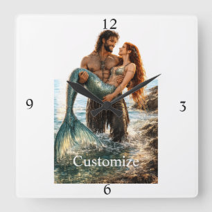 Horloge Carrée Homme et sirène Thunder_Cove