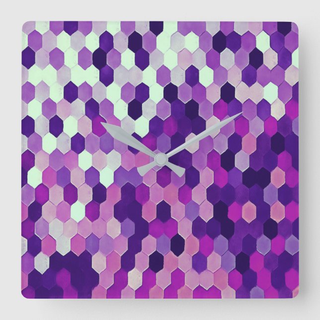 Horloge Carrée Honeycomb Pattern (Recto)