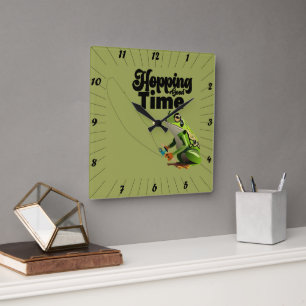 Horloge Carrée Hopping bon temps Pêcher la grenouille