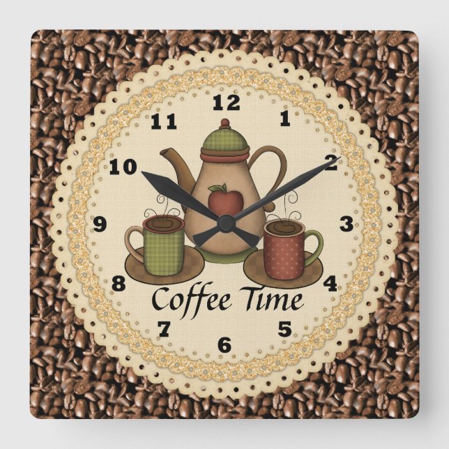 Horloge Carrée Horaire du café (Recto)
