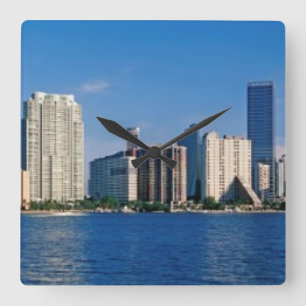 Horloge Carrée Horizon de Miami, la Floride
