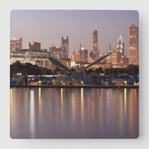 Horloge Carrée Horizon des Etats-Unis, l'Illinois, Chicago au