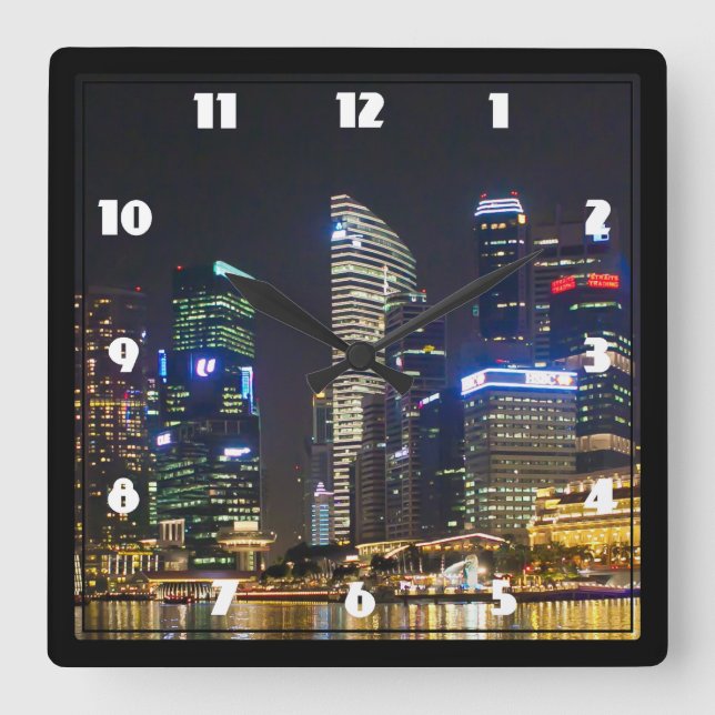 Horloge Carrée Horizon pittoresque de Singapour (Recto)