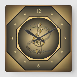 Horloge Carrée Horloge-estragon ~ Défilement musical ~ G Clé ~ Oc