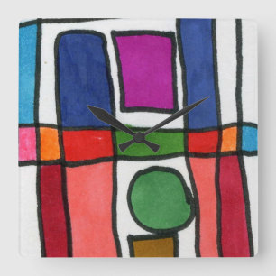 Horloge Carrée Hot and cool rectangle stripe with a circle accent