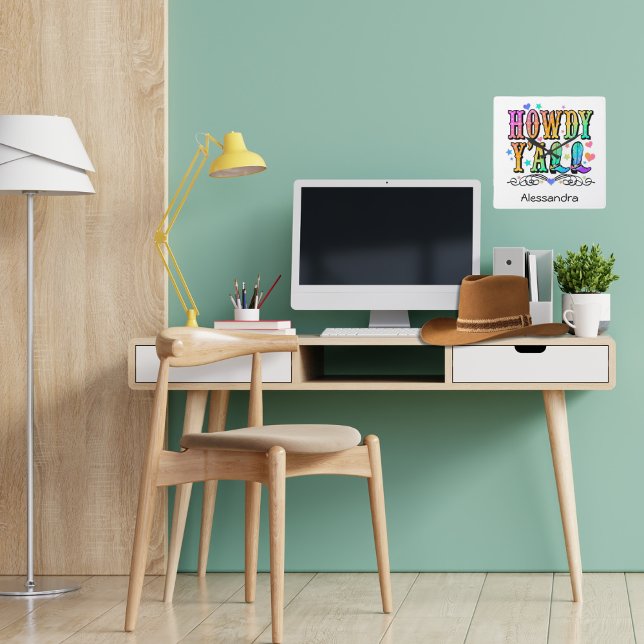 Horloge Carrée Howdy Y'all Girls Western (Créateur téléchargé)