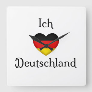 Horloge Carrée "I Heart Germany" Pride allemande mignonne