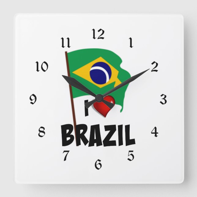 Horloge Carrée I Love Brazil (Recto)