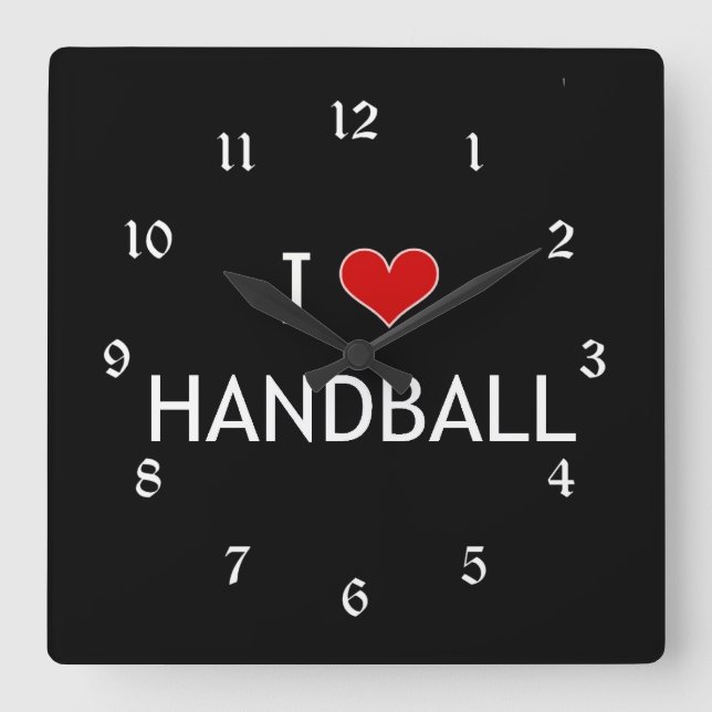 Horloge Carrée I Love Handball, popular design, (Recto)