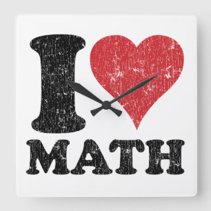 Horloge Carrée I Love (Heart) Math Clock