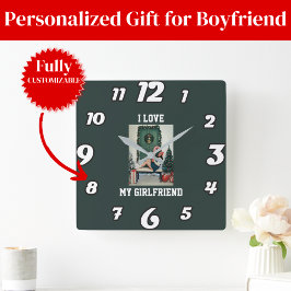 Horloge Carrée I Love My Girlfriend Photo Wall Clock Gift