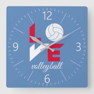 Horloge Carrée I Love volleyball