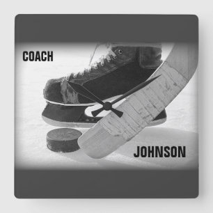 Horloge Carrée Ice Hockey Coach Thank You