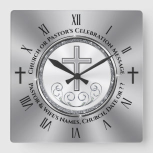 Horloge Carrée Idées cadeaux de l'Église ou du Pasteur Anniversai