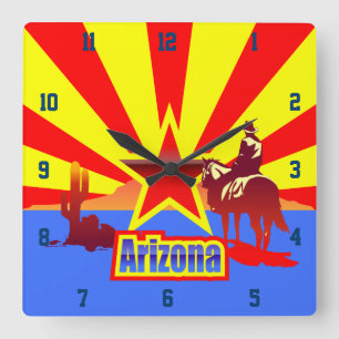Horloge Carrée Illustration de cru de drapeau d'état de l'Arizona