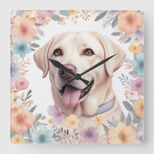 Horloge Carrée Illustration de l'extracteur floral Whimsical Labr